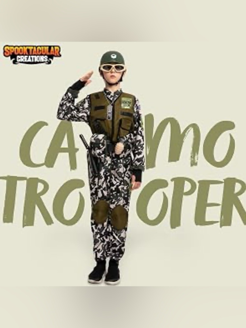 NWT Spooktacular Creations Kids Camo Trooper Halloween Costume Size: Large
